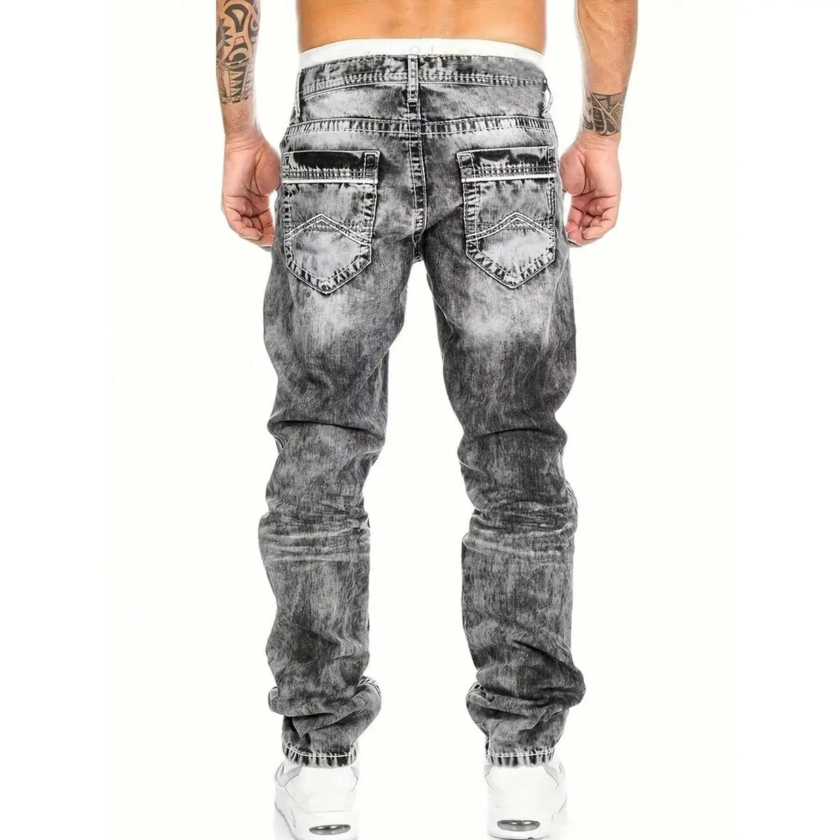 Men's Fashion Creative Stretch Denim Jeans,Minimalist Style Suitable For - Gray | SAVINTARI