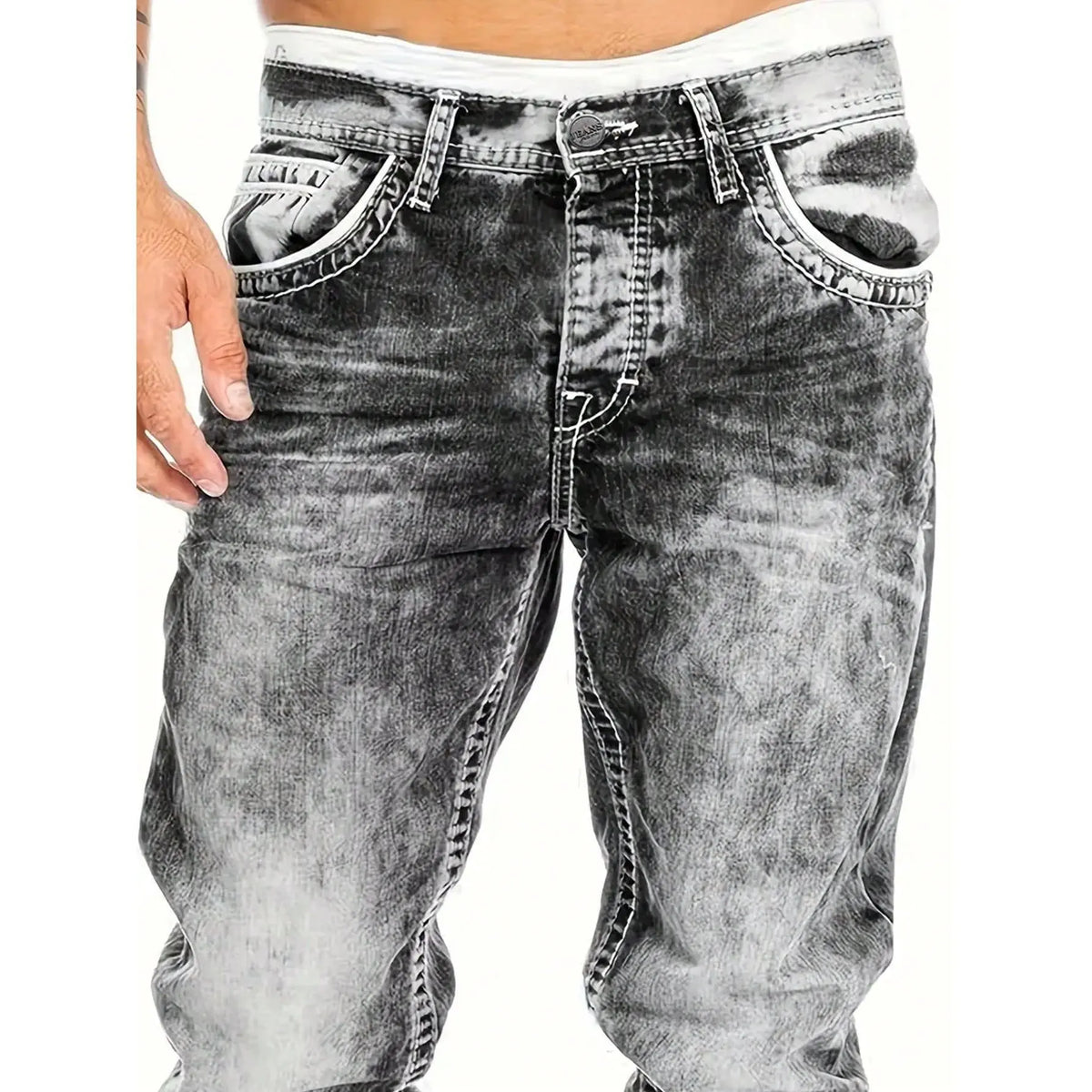 Men's Fashion Creative Stretch Denim Jeans,Minimalist Style Suitable For - Gray | SAVINTARI