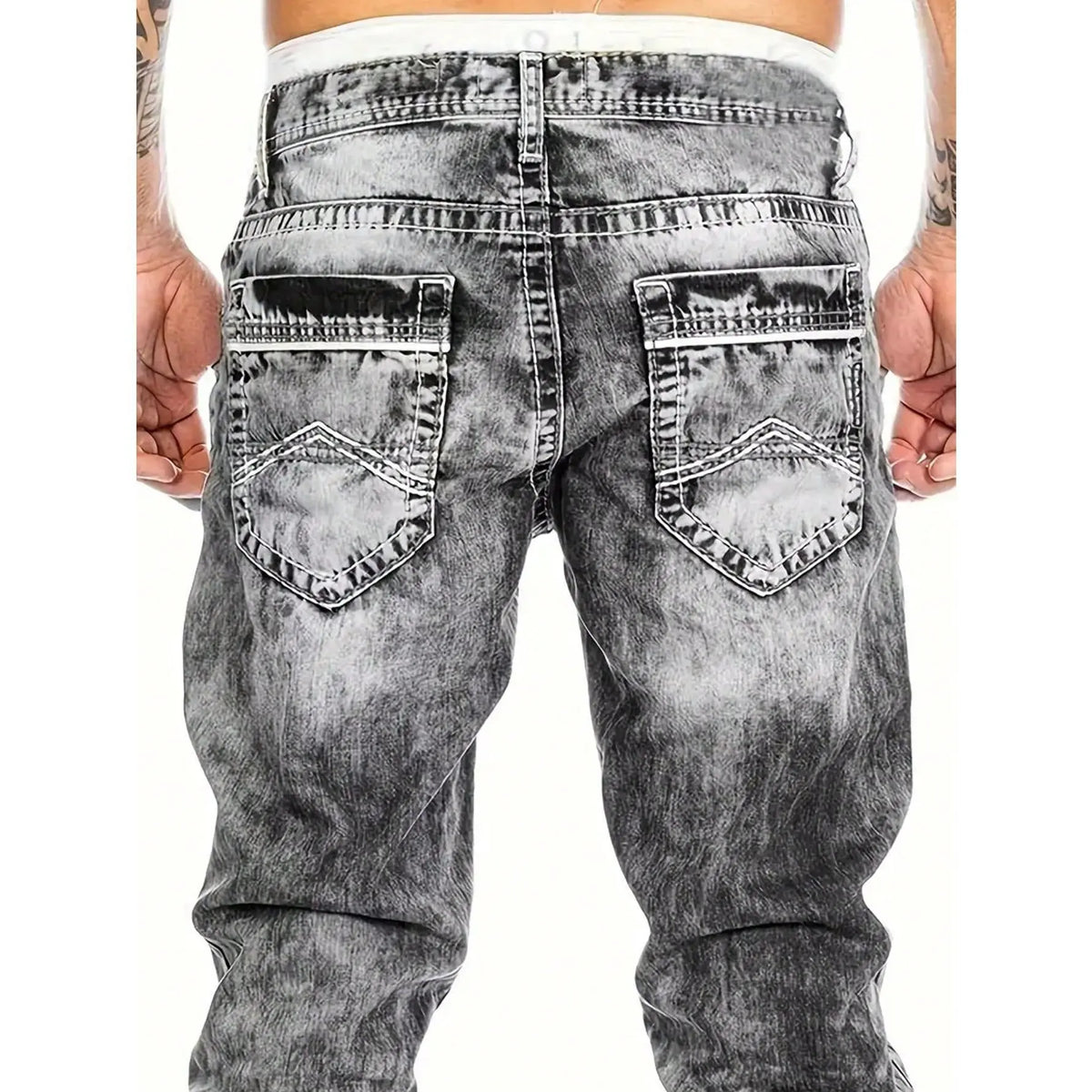 Men's Fashion Creative Stretch Denim Jeans,Minimalist Style Suitable For - Gray | SAVINTARI
