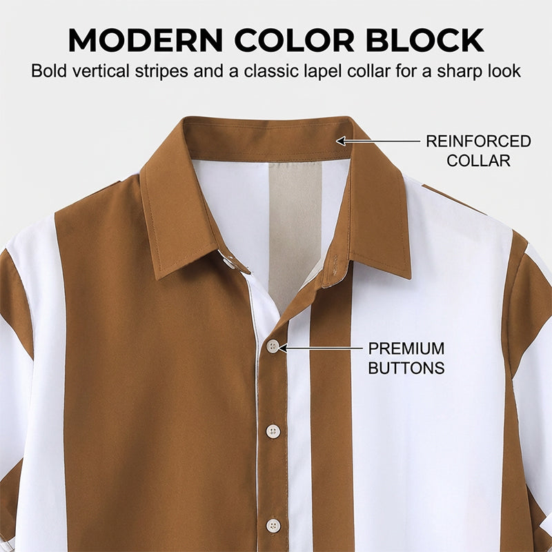 Men's Color-Block Shirt & Pants 2-Piece Set - Blue | SAVINTARI
