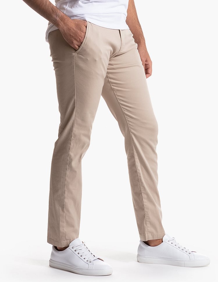 Men's Casual Stretch Khakis - Driftwood Khaki | SAVINTARI