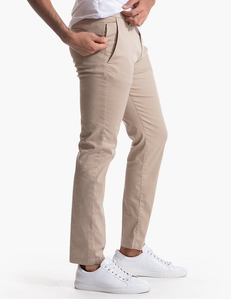 Men's Casual Stretch Khakis - Driftwood Khaki | SAVINTARI