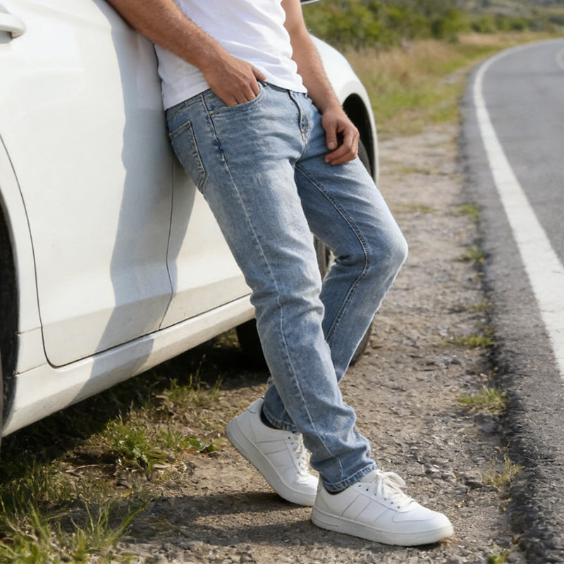 Men's Hot Sale Offers- Modern Slim Fit Stretch Jeans - Black | SAVINTARI