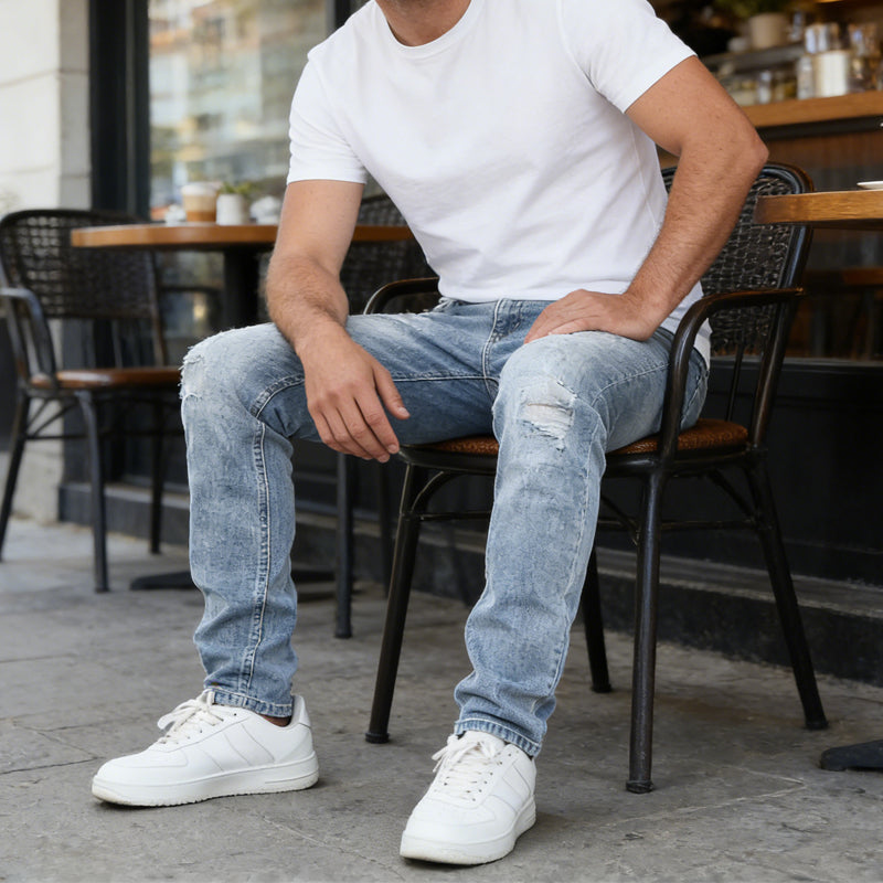 Men's Hot Sale Offers- Modern Slim Fit Stretch Jeans - Black | SAVINTARI