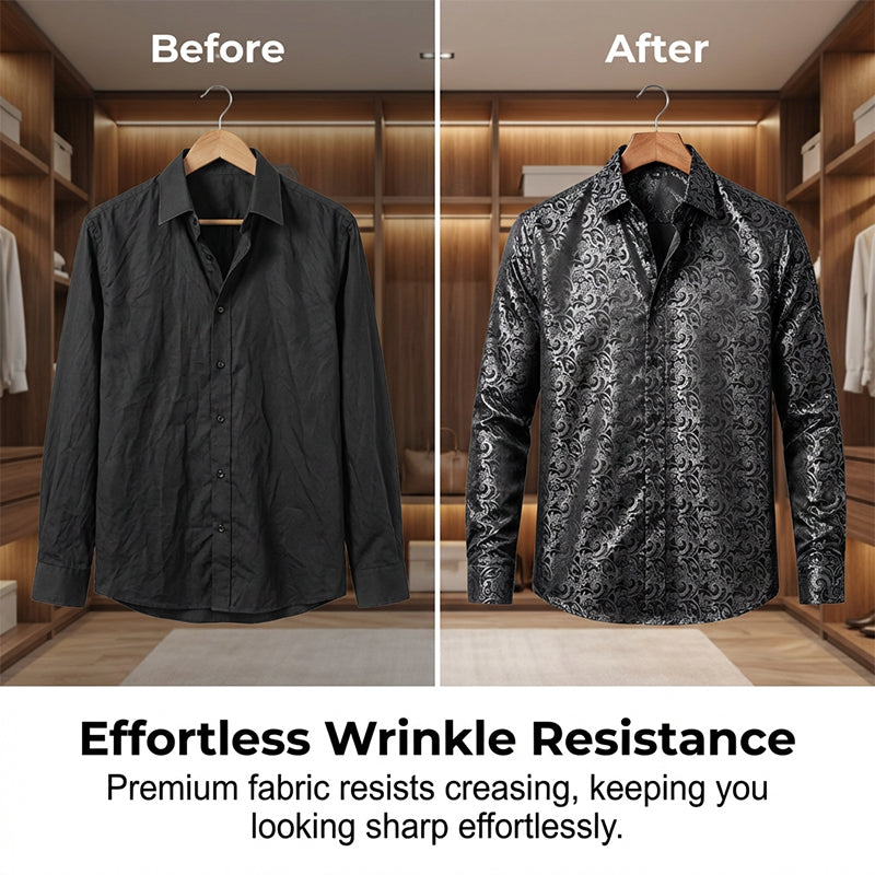 Men's Flash Sale! Modern Fit Printed Shirt Instantly Upgrade Your Look - Black | SAVINTARI
