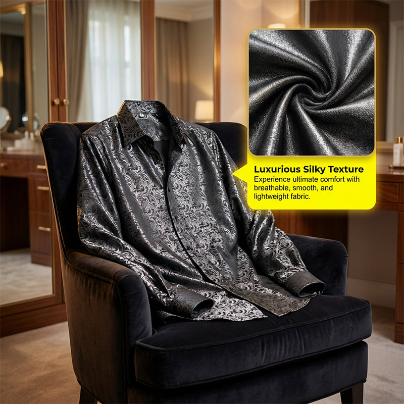 Men's Flash Sale! Modern Fit Printed Shirt Instantly Upgrade Your Look - Black | SAVINTARI