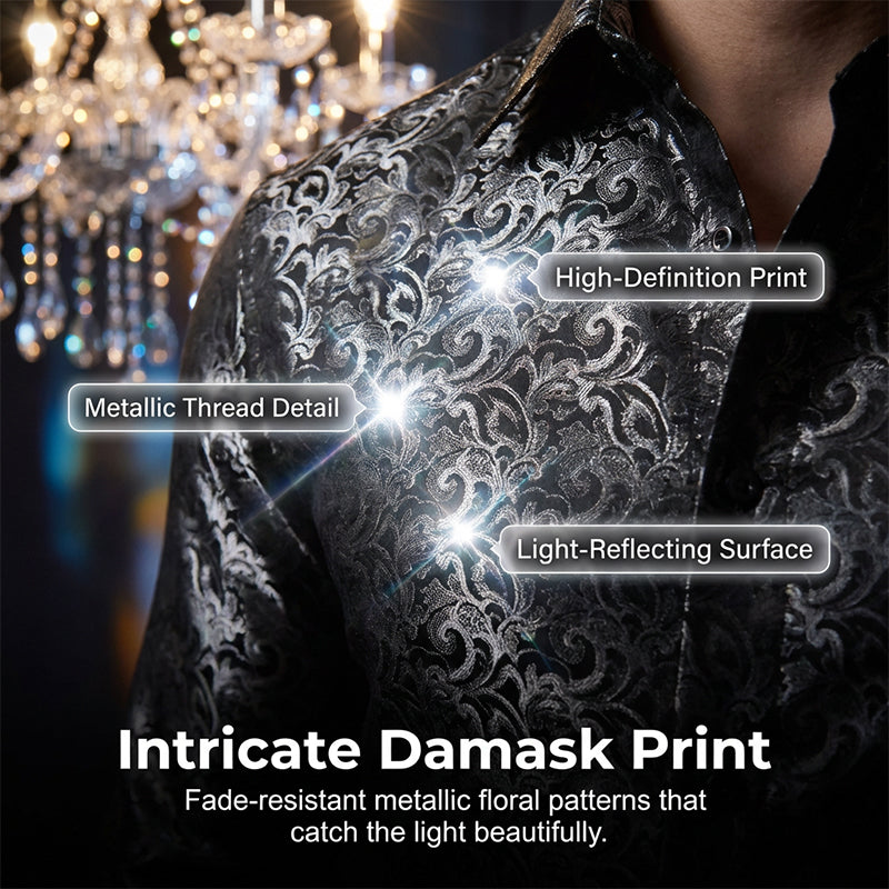 Men's Flash Sale! Modern Fit Printed Shirt Instantly Upgrade Your Look - Black | SAVINTARI