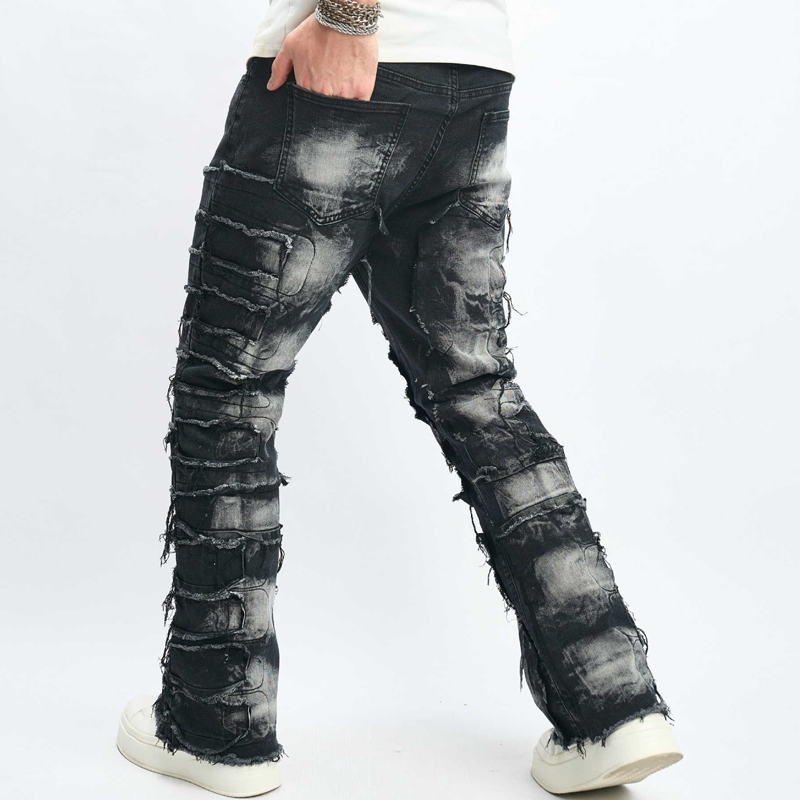 Men's Hip Hop Relaxed-Fit Jeans - Black | SAVINTARI