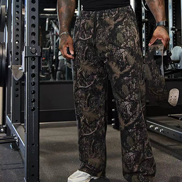 Men's Fashion Camo Wide Leg Joggers - Green | Men's Seasonal Edit | SAVINTARI