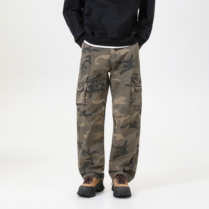 Men's Relaxed Fit Camo Cargo Pants - Khaki | SAVINTARI