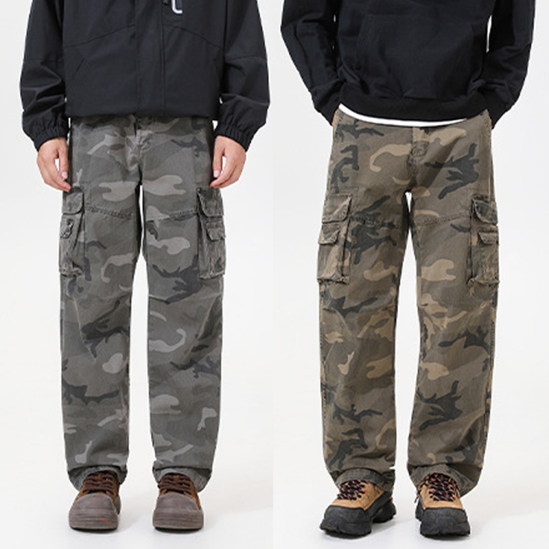 Men's Relaxed Fit Camo Cargo Pants - Khaki | SAVINTARI