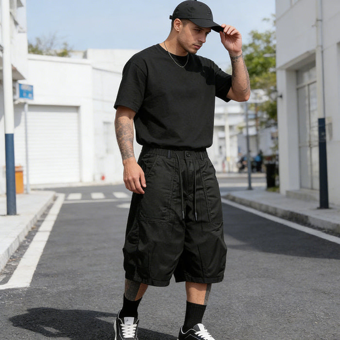 Men's Plus Size Casual Drawstring Capri Pants - Dark Gray | Smart Casual Trousers | SAVINTARI