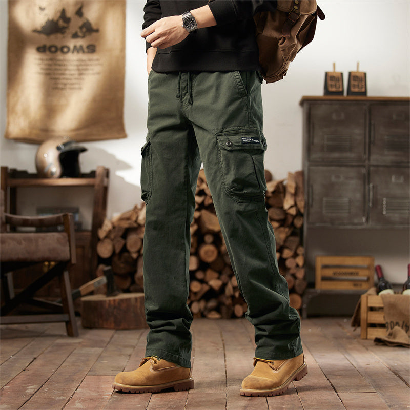 Men's Cotton Cargo Tactical Pants - Camel | SAVINTARI