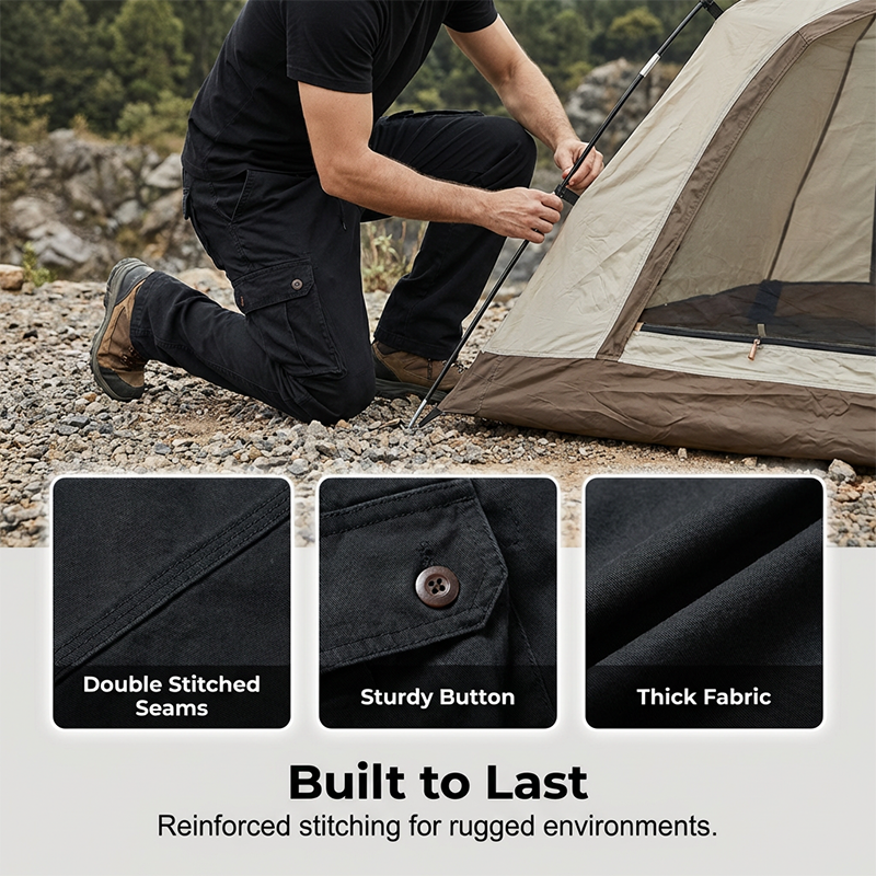 Men's Cotton Cargo Tactical Pants - Camel | SAVINTARI