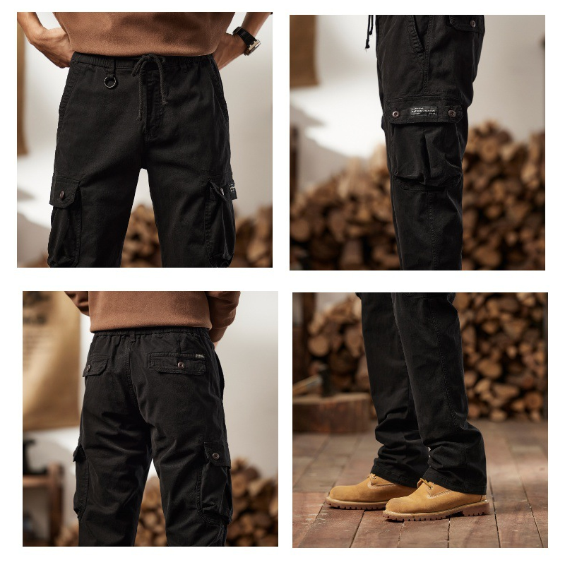 Men's Cotton Cargo Tactical Pants - Camel | SAVINTARI
