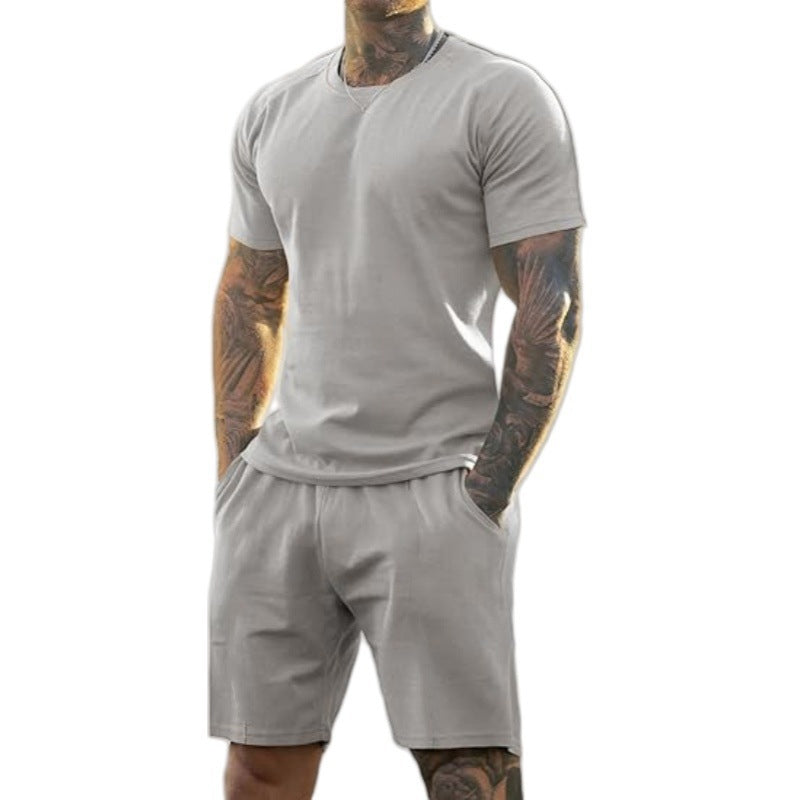 Men's Athletic T-Shirt & Shorts 2-Piece Set The Ultimate Fitness Set ️‍ ️ - Light Gray | SAVINTARI