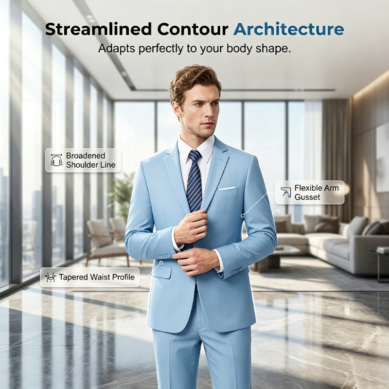 Men's 2-Piece Modern Fit Business Suit Set - White | SAVINTARI