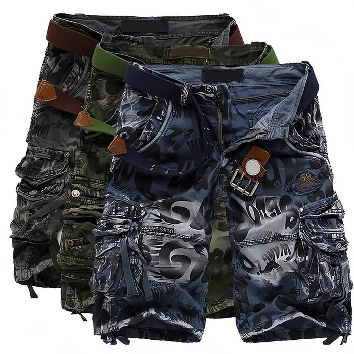 Men's Multi-Pocket Cargo Shorts - Blue | Smart Casual Trousers | SAVINTARI