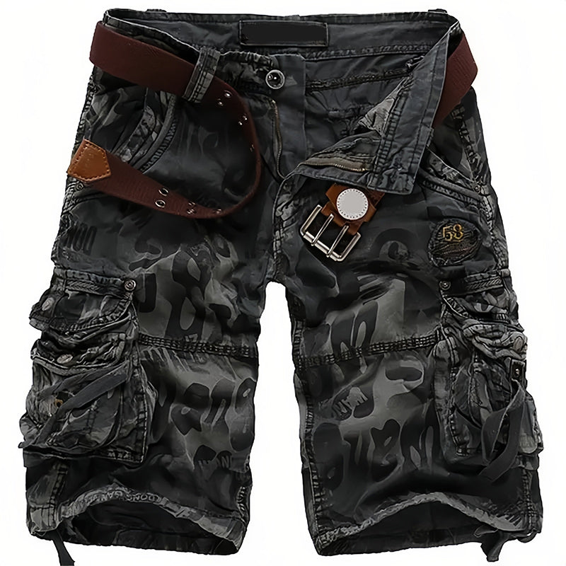Men's Multi-Pocket Cargo Shorts - Blue | SAVINTARI