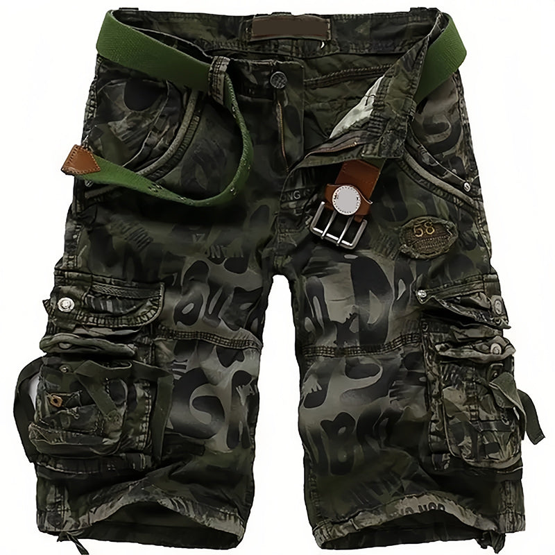 Men's Multi-Pocket Cargo Shorts - Blue | SAVINTARI