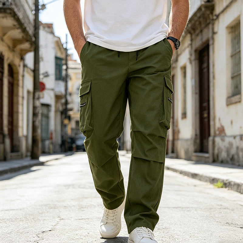 Men's Multi-Pocket Tactical Cargo Pants - Black | SAVINTARI