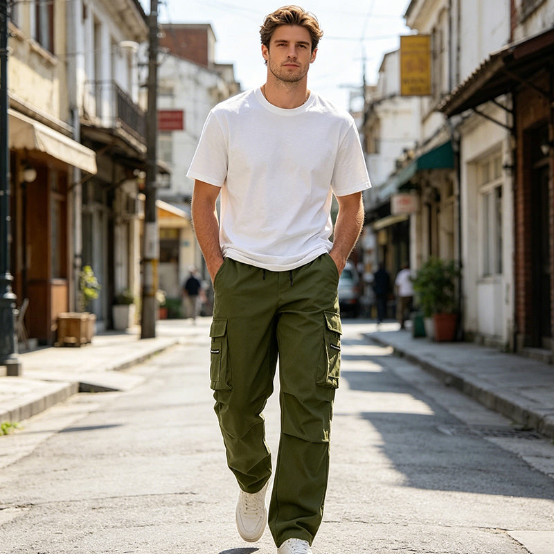 Men's Multi-Pocket Tactical Cargo Pants - Black | SAVINTARI