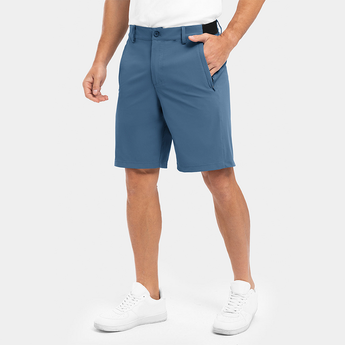 Men's Selling fast! Solid Color Flat Front Shorts - Black | Men's Seasonal Edit | SAVINTARI