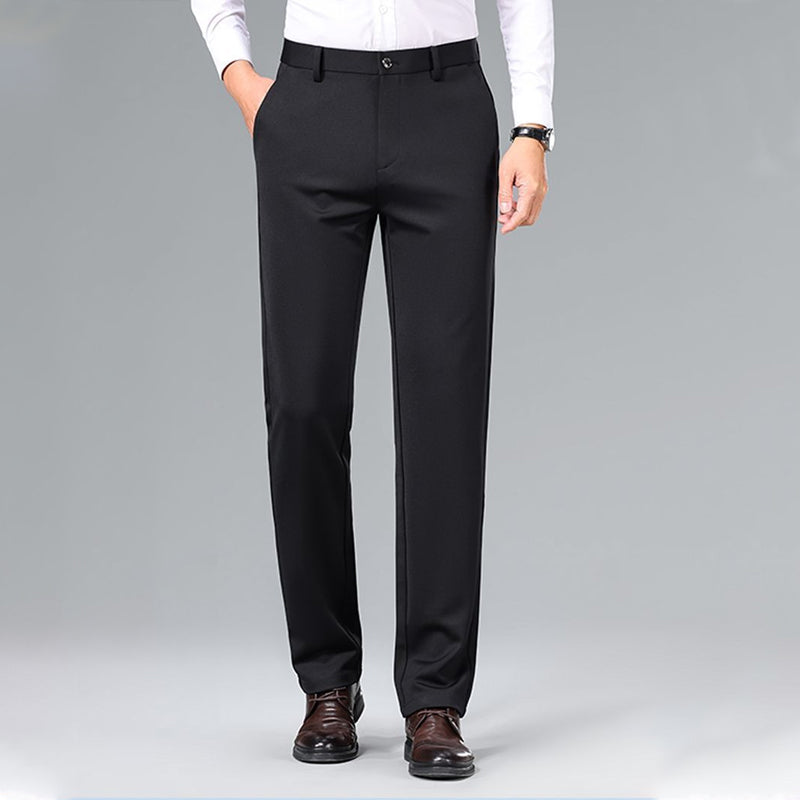 Men's Straight-Leg Business Trousers - Black | SAVINTARI