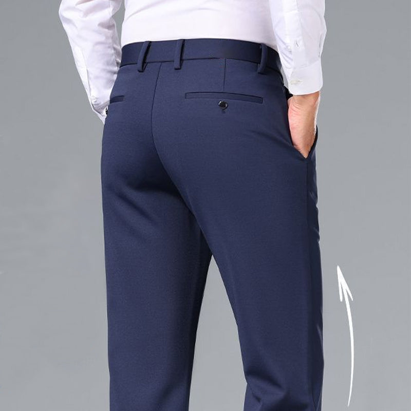 Men's Straight-Leg Business Trousers - Black | SAVINTARI