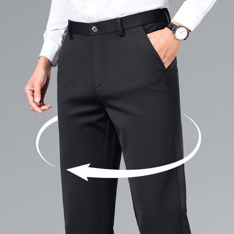 Men's Straight-Leg Business Trousers - Black | SAVINTARI