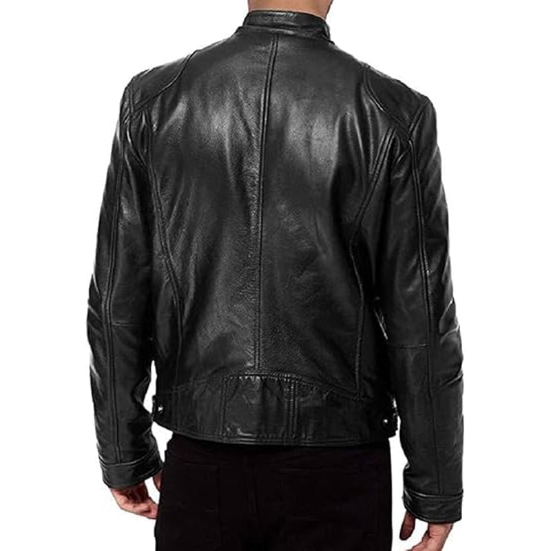 Men's Trendy Zip-Up Stand Collar Jacket - khaki | SAVINTARI