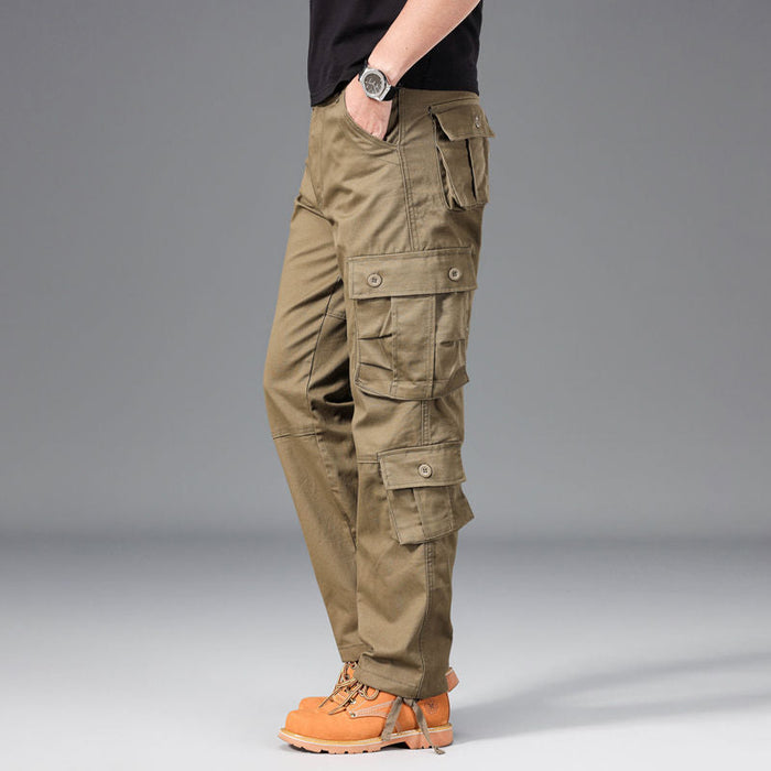 Men's Classic Multi-Pocket Cargo Pants - Khaki | Smart Casual Trousers | SAVINTARI