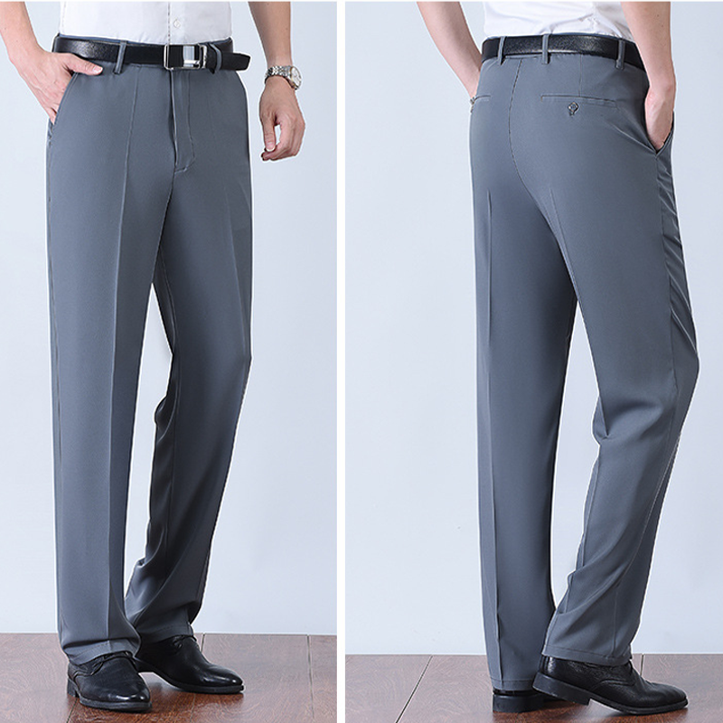 Men's Ice Silk Quick Dry Suit Pants - Navy | SAVINTARI