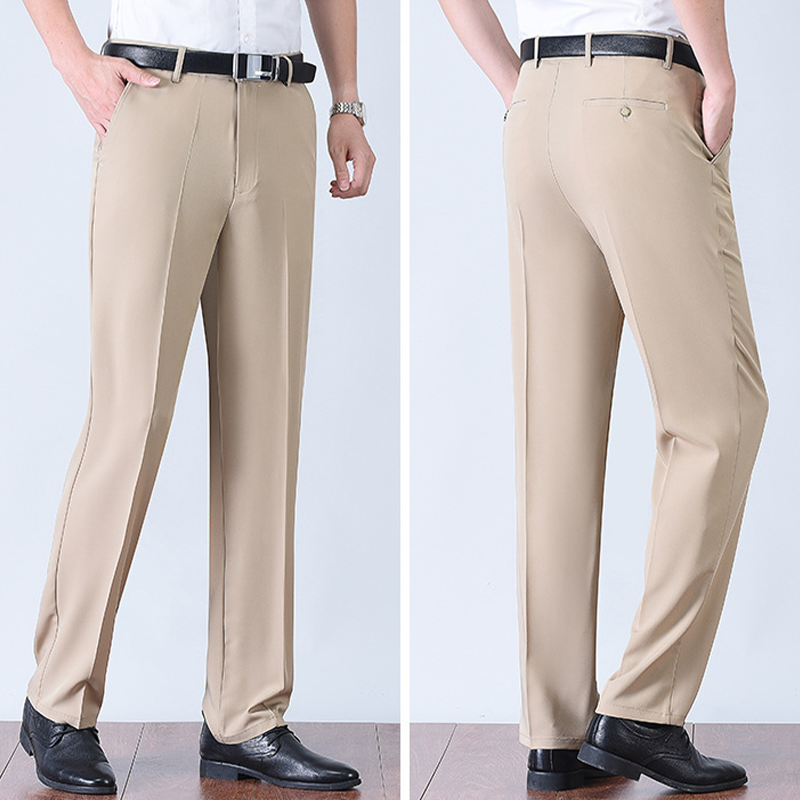 Men's Ice Silk Quick Dry Suit Pants - Navy | SAVINTARI
