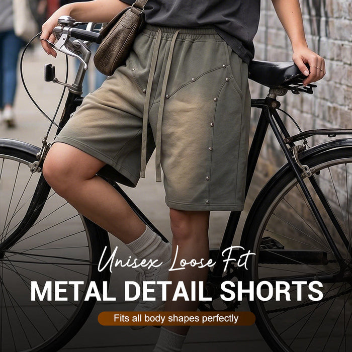 Men's Street Ready, Chill Fit Unisex Loose Fit Metal Detail Shorts - Gray | Men's Seasonal Edit | SAVINTARI