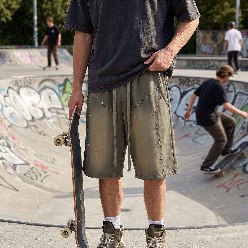 Men's Street Ready, Chill Fit Unisex Loose Fit Metal Detail Shorts - Gray | SAVINTARI