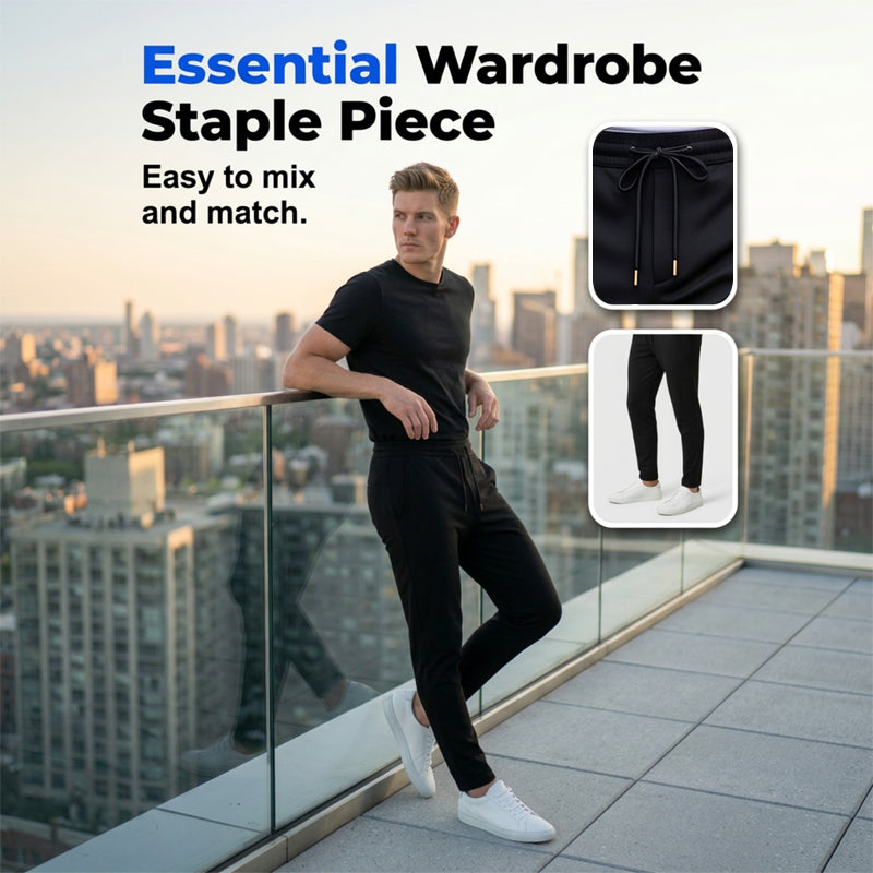 Men's Slim Fit Solid Ankle Pants - Black | SAVINTARI