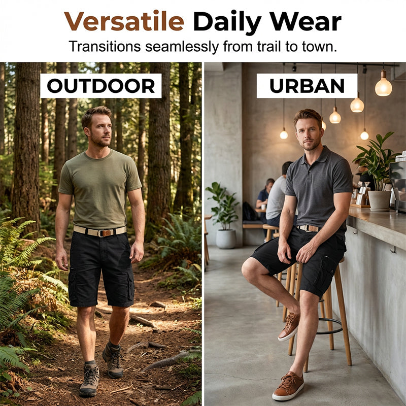 Men's Knee-Length Tactical Work Shorts - Black | SAVINTARI