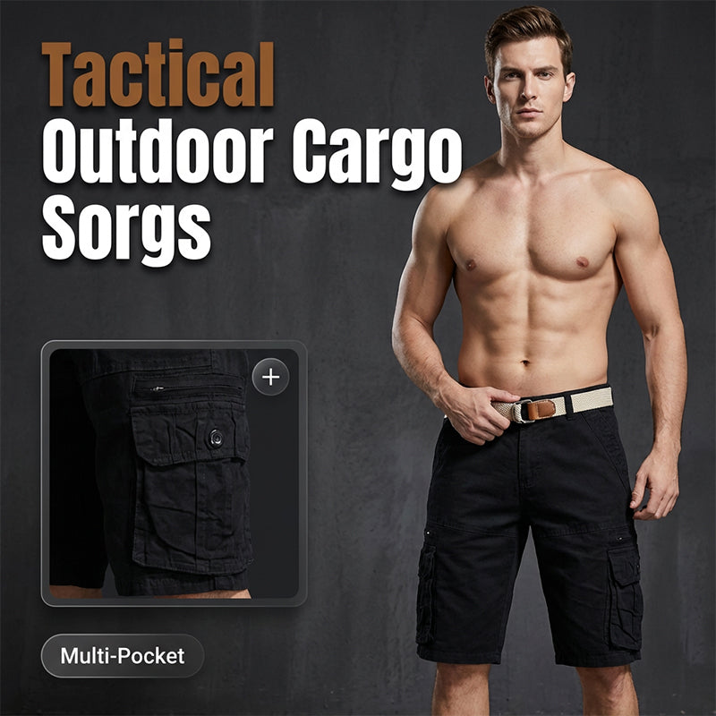 Men's Knee-Length Tactical Work Shorts - Black | SAVINTARI