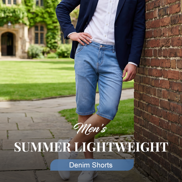 Men's Summer Lightweight Denim Shorts - Light Blue | Men's Seasonal Edit | SAVINTARI