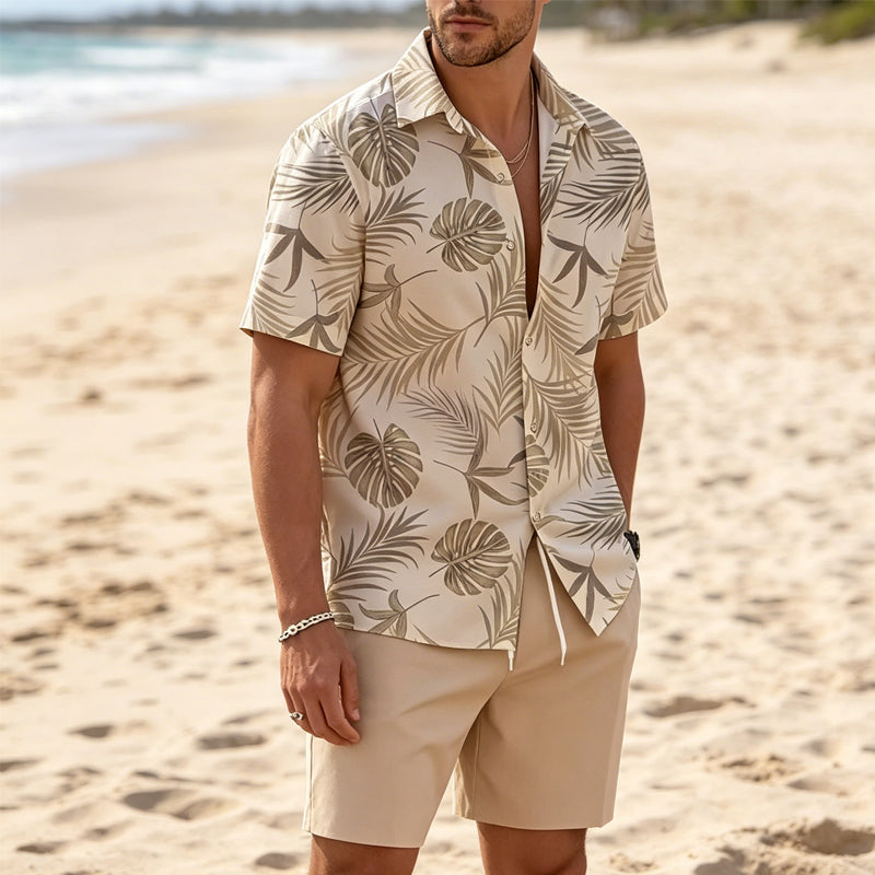 Men's Hawaiian Shirt & Shorts 2-Piece Set - Navy | SAVINTARI