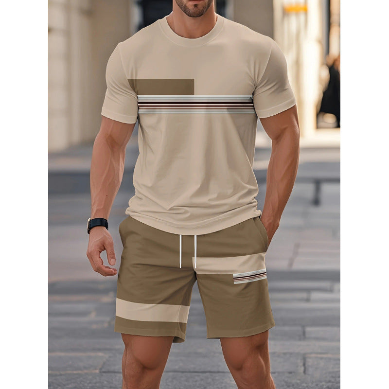 Men's T-Shirt & Shorts 2-Piece Set - Gray | SAVINTARI