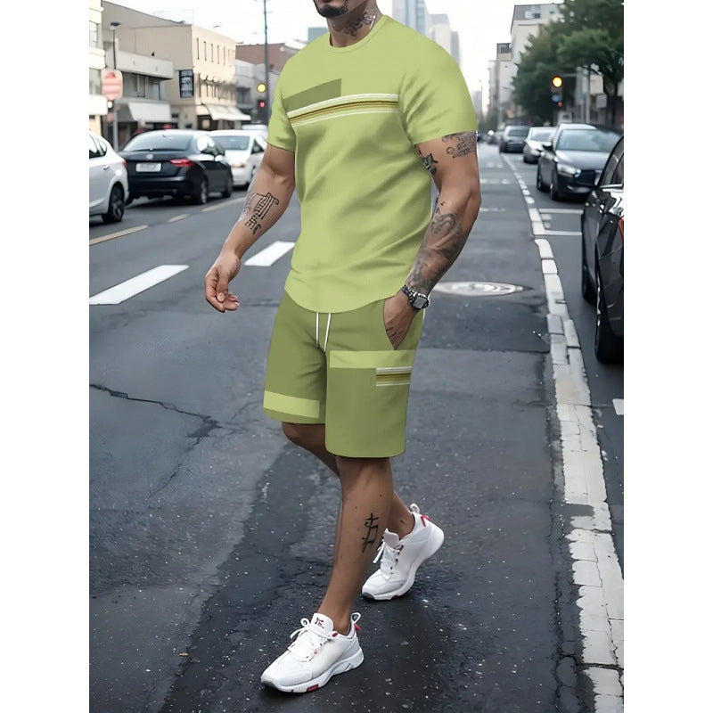 Men's T-Shirt & Shorts 2-Piece Set - Gray | SAVINTARI