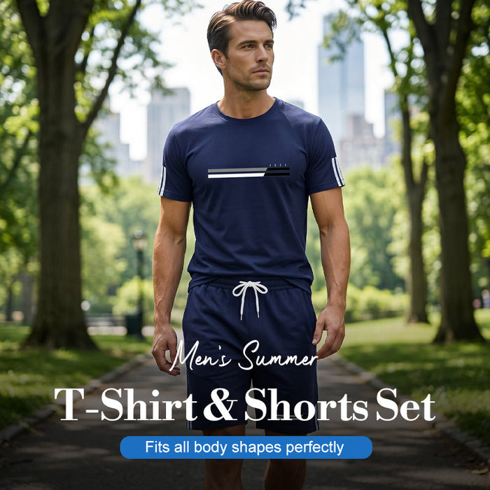 Men's Summer T Shirt Shorts Set - White | Casual Two-Piece Set | SAVINTARI