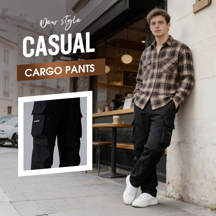 Men's Casual Cargo Pants with Multi-Pockets - Apricot | Smart Casual Trousers | SAVINTARI