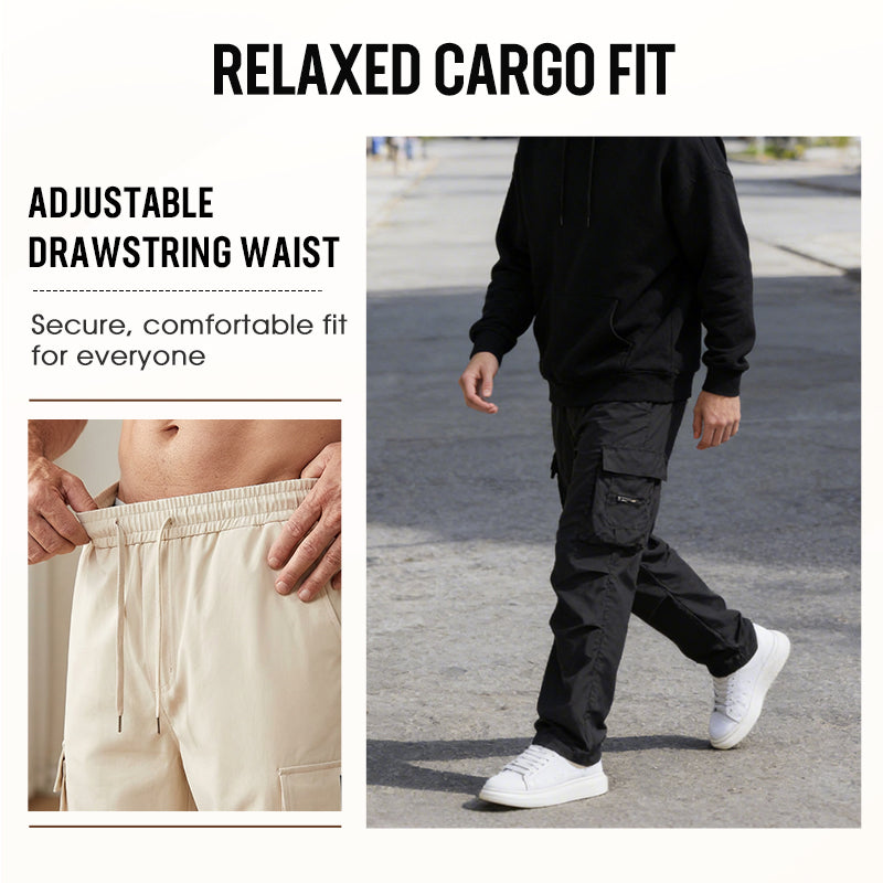 Men's Casual Cargo Pants with Multi-Pockets - Apricot | SAVINTARI