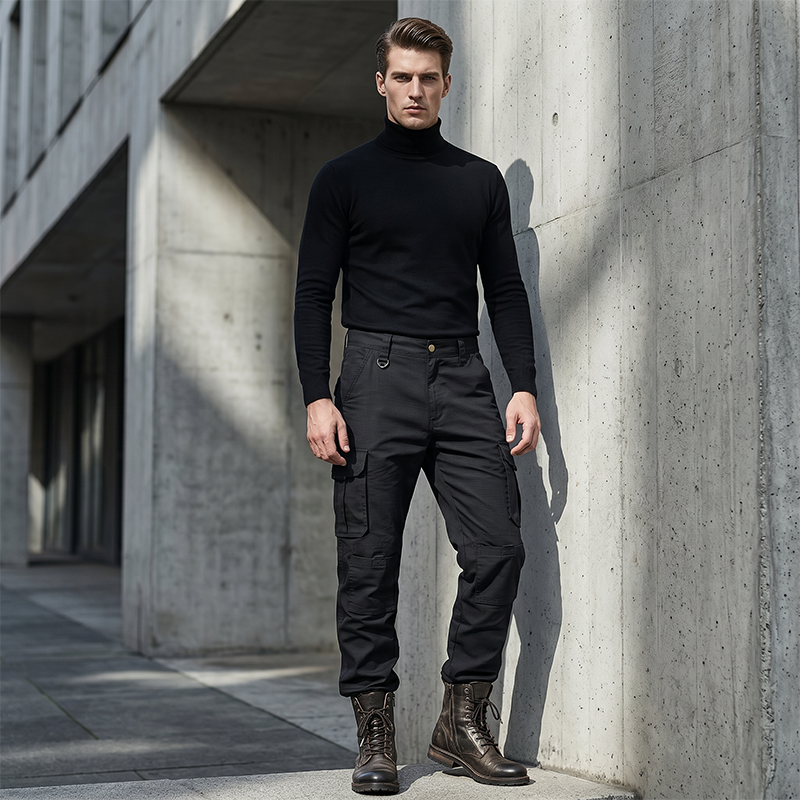 Men's Classic Cargo Pants Durable, Multi-Pocket, Straight-Leg ️ - Black | SAVINTARI