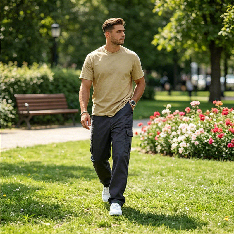 Men's Relaxed Fit Straight-Leg Cargo Pants - Deep Gray | SAVINTARI