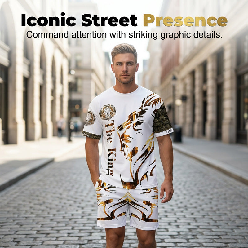 Men's Lion Graphic Set Bold, Breathable, Urban Cool - Navy | SAVINTARI