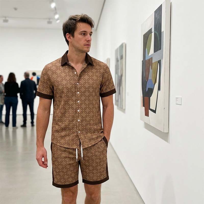 Men's Printed 2-Piece Summer Set - Navy | SAVINTARI